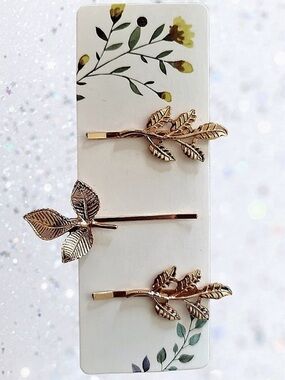 Hair clip Set of 3 Branch Hair pins Rose Gold Nwt
